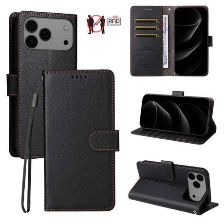 Litchi Texture RFID Blocking 3-Card Wallet Leather Phone Case