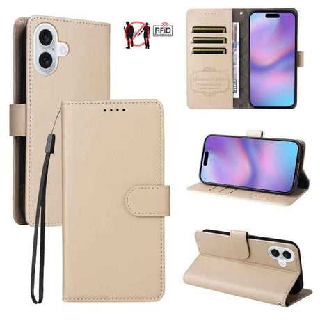 Litchi Texture RFID Blocking 3-Card Wallet Leather Phone Case