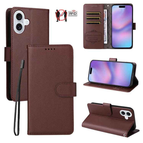 Litchi Texture RFID Blocking 3-Card Wallet Leather Phone Case