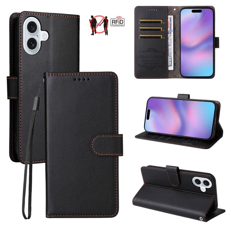Litchi Texture RFID Blocking 3-Card Wallet Leather Phone Case
