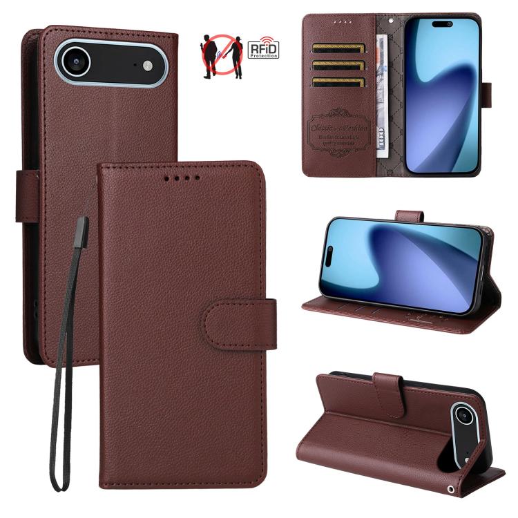 Litchi Texture RFID Blocking 3-Card Wallet Leather Phone Case