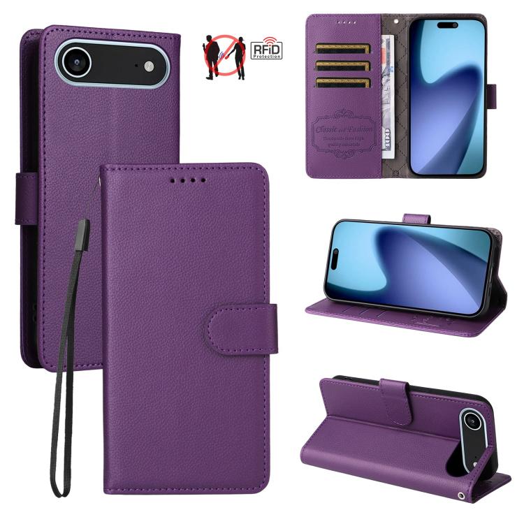 Litchi Texture RFID Blocking 3-Card Wallet Leather Phone Case