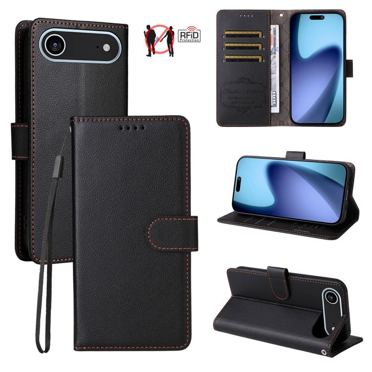 Litchi Texture RFID Blocking 3-Card Wallet Leather Phone Case