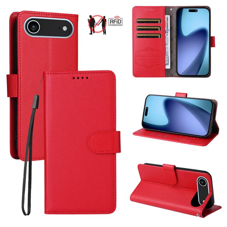 Litchi Texture RFID Blocking 3-Card Wallet Leather Phone Case