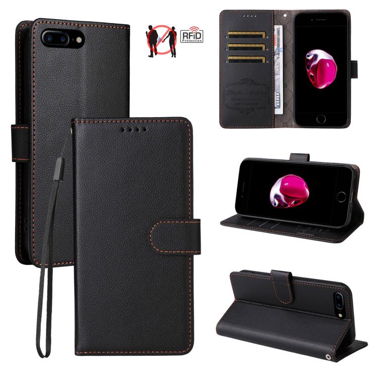 Litchi Texture RFID Blocking 3-Card Wallet Leather Phone Case