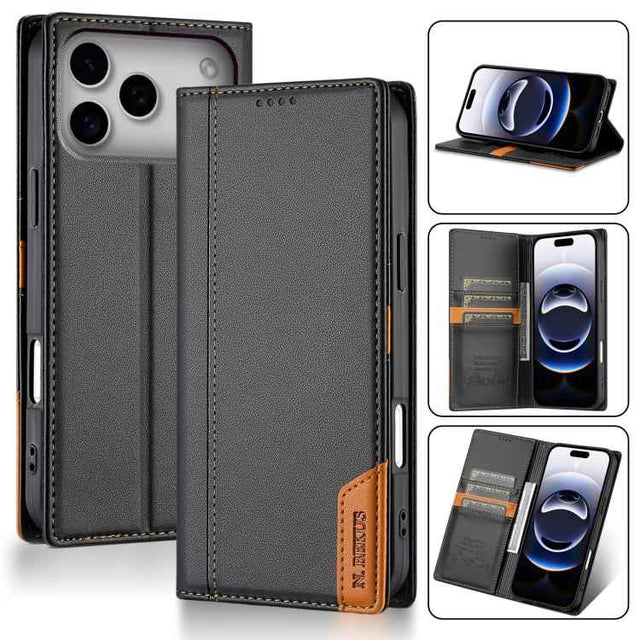 N.BEKUS P3 RFID Stitching Magnetic Flip Leather Phone Case