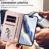 Embossed Heart Cat Leather Phone Case with Hand Strap
