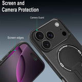 Carbon Fiber Texture MagSafe Phone Case with Holder
