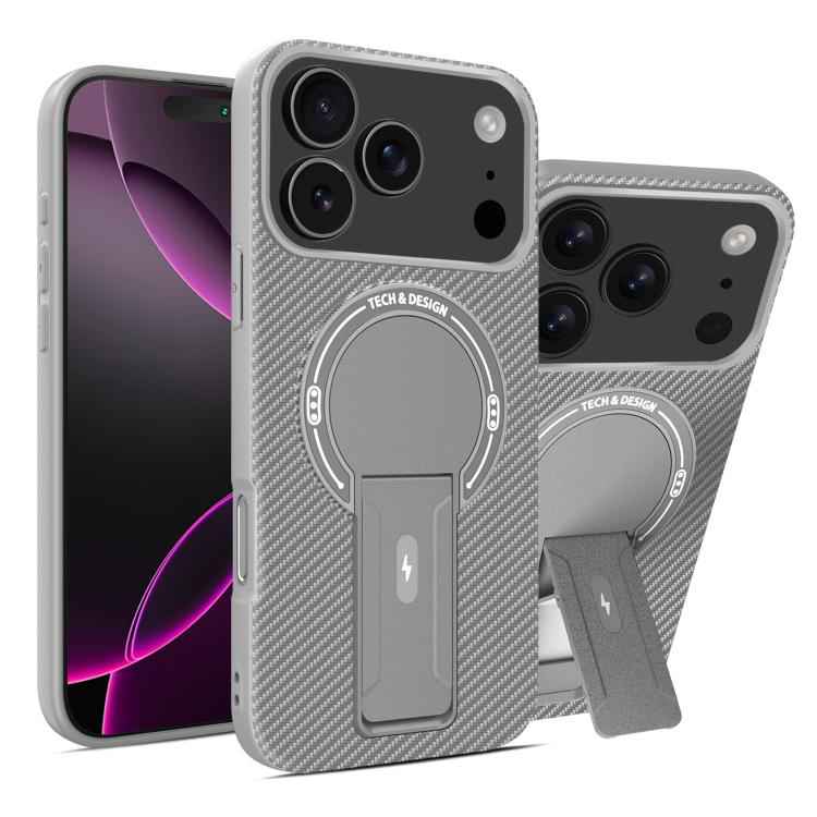 Carbon Fiber Texture MagSafe Phone Case with Holder
