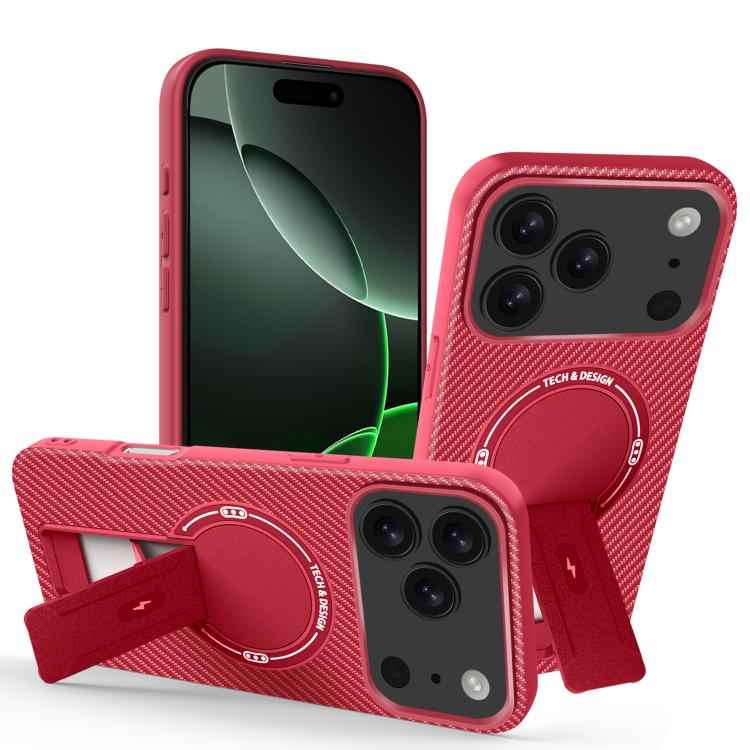 Carbon Fiber Texture MagSafe Phone Case with Holder
