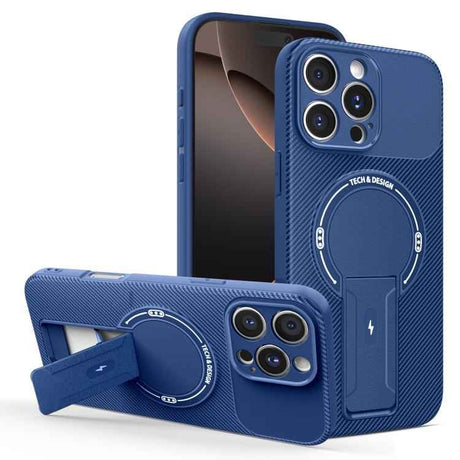 Carbon Fiber Texture MagSafe Phone Case with Holder