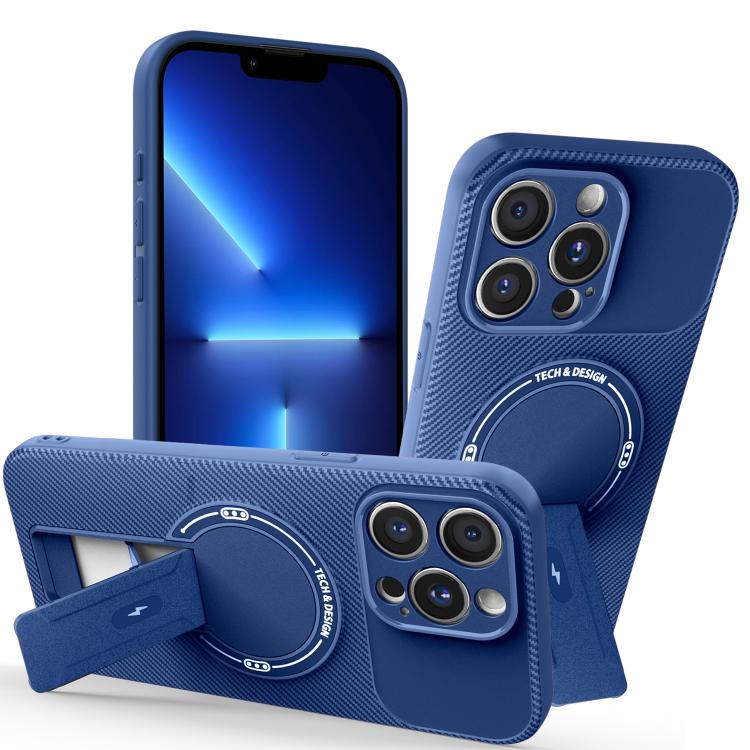 Carbon Fiber Texture MagSafe Phone Case with Holder