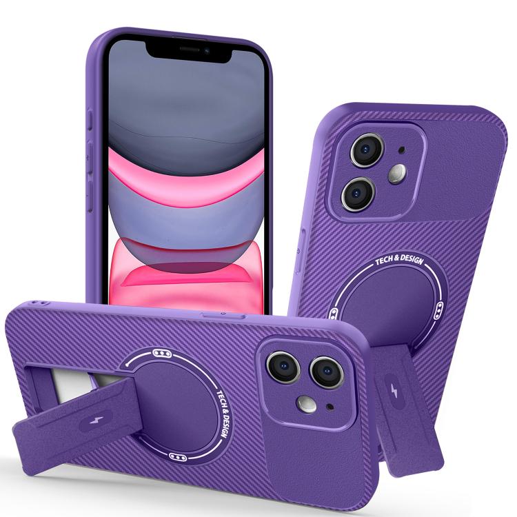 Carbon Fiber Texture MagSafe Phone Case with Holder