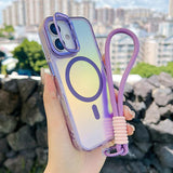 Gradient Discolor MagSafe Phone Case with Holder / Wrist Strap