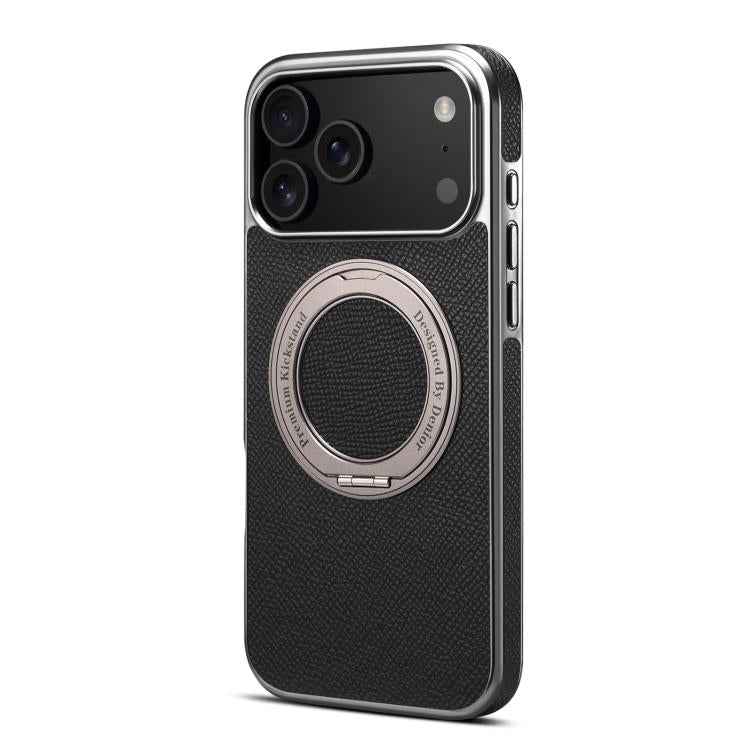 Denior A23 Magnetic Holder Electroplating Genuine Leather Phone Case