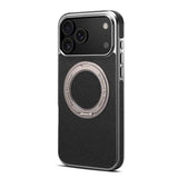 Denior A23 Magnetic Holder Electroplating Genuine Leather Phone Case