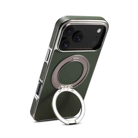 Denior A23 Magnetic Holder Electroplating Genuine Leather Phone Case
