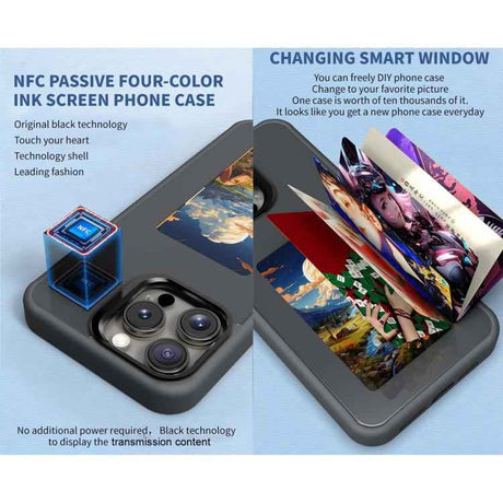 Four-Color E-ink Screen NFC DIY Phone Case, For iPhone 17 Pro Max, For iPhone 17 Pro