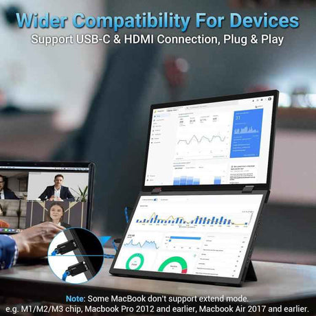 S156P31D 15.6" 1080P Dual-Screen Foldable Portable Monitor with Holder
