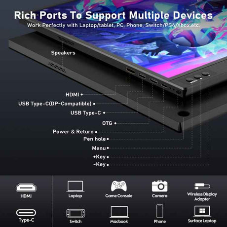 P161A11D 16.1" 1080P Portable Monitor – Gaming Extended Screen
