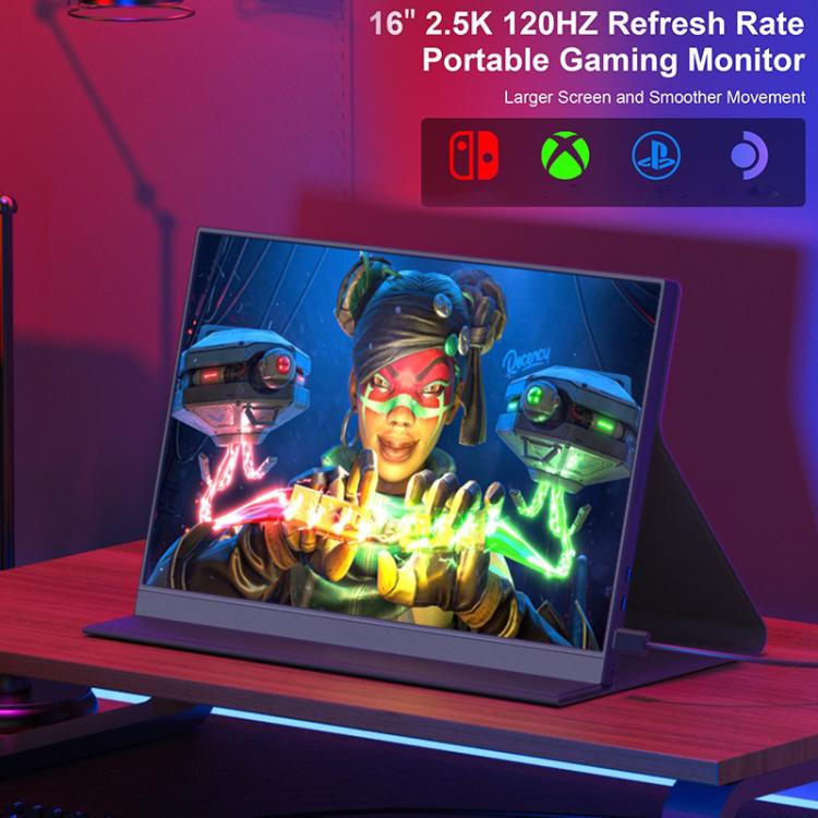P160Q16BWG 16 inch 2.5K Portable Monitor 120Hz Gaming Extended Screen, 16 inch 2.5K 120Hz