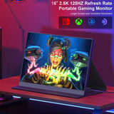 P160Q16BWG 16 inch 2.5K Portable Monitor 120Hz Gaming Extended Screen, 16 inch 2.5K 120Hz