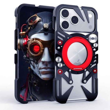 Rotating Bracket MagSafe Hollow Metal Phone Case with Lanyard, For iPhone 16 / iPhone 17 Pro Max