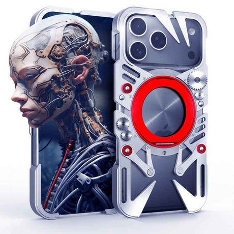 Rotating Bracket MagSafe Hollow Metal Phone Case with Lanyard, For iPhone 16 / iPhone 17 Pro Max