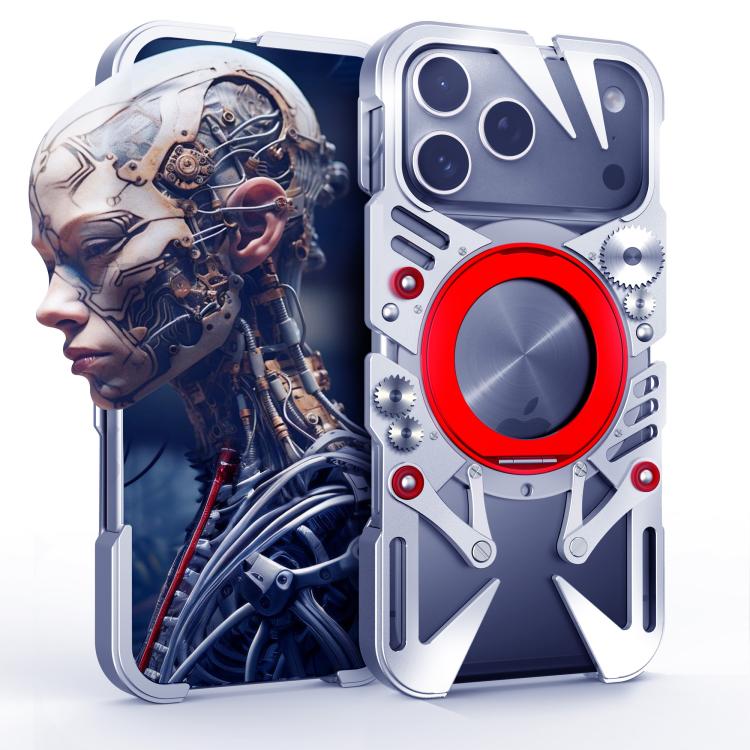 Rotating Bracket MagSafe Hollow Metal Phone Case with Lanyard, For iPhone 16 / iPhone 17 Pro Max