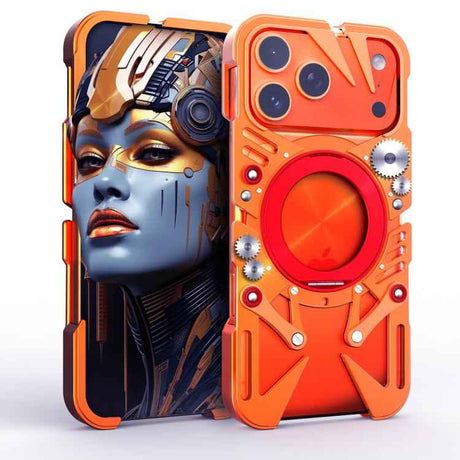 Rotating Bracket MagSafe Hollow Metal Phone Case with Lanyard, For iPhone 16 / iPhone 17 Pro Max