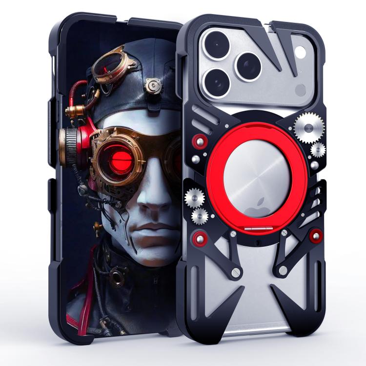 Rotating Bracket MagSafe Hollow Metal Phone Case with Lanyard, For iPhone 16 / iPhone 17 Pro Max