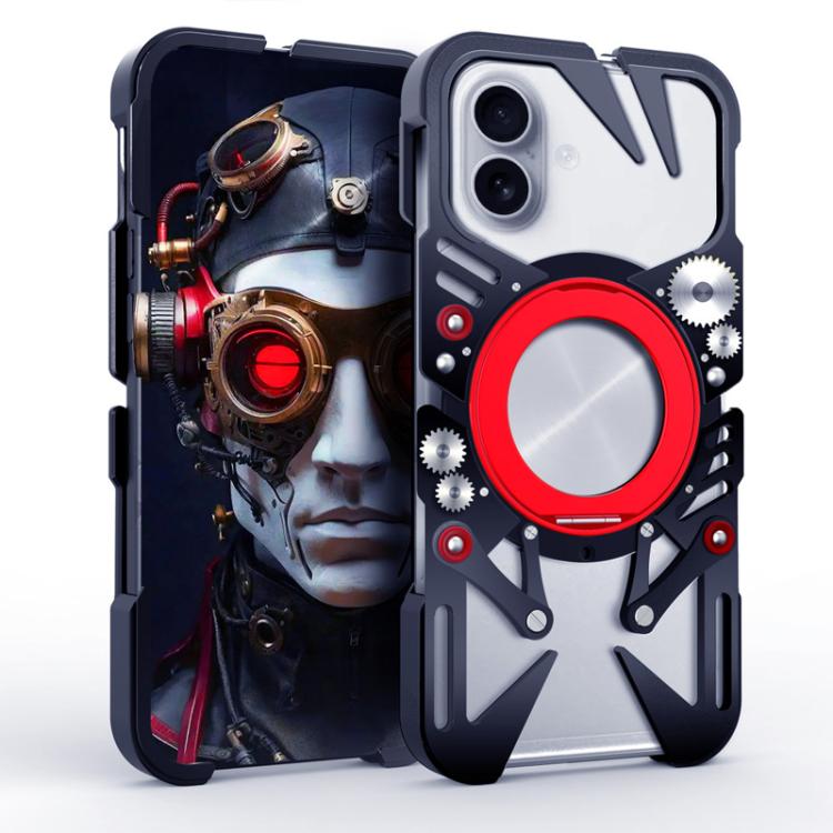 Rotating Bracket MagSafe Hollow Metal Phone Case with Lanyard, For iPhone 16 / iPhone 17 Pro Max