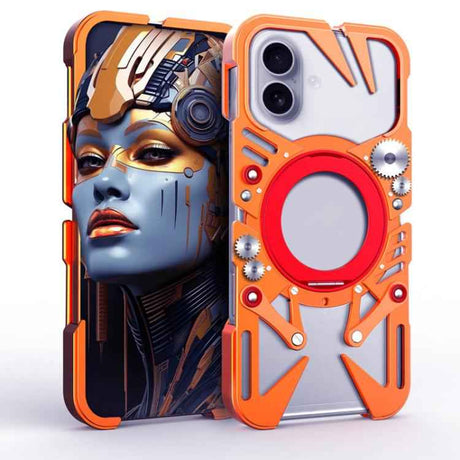 Rotating Bracket MagSafe Hollow Metal Phone Case with Lanyard, For iPhone 16 / iPhone 17 Pro Max