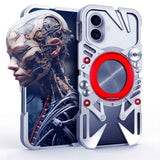 Rotating Bracket MagSafe Hollow Metal Phone Case with Lanyard, For iPhone 16 / iPhone 17 Pro Max
