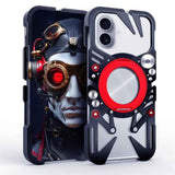 Rotating Bracket MagSafe Hollow Metal Phone Case with Lanyard, For iPhone 16 / iPhone 17 Pro Max