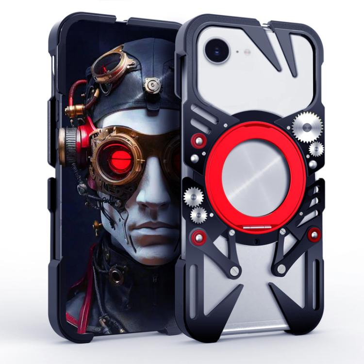 Rotating Bracket MagSafe Hollow Metal Phone Case with Lanyard, For iPhone 16 / iPhone 17 Pro Max
