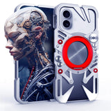 Rotating Bracket MagSafe Hollow Metal Phone Case with Lanyard, For iPhone 16 / iPhone 17 Pro Max