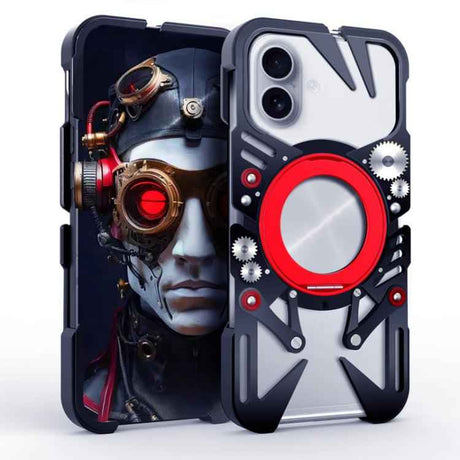 Rotating Bracket MagSafe Hollow Metal Phone Case with Lanyard, For iPhone 16 / iPhone 17 Pro Max