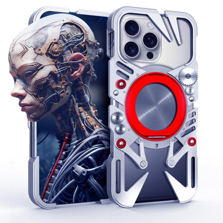 Rotating Bracket MagSafe Hollow Metal Phone Case with Lanyard, For iPhone 16 / iPhone 17 Pro Max