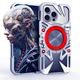 Rotating Bracket MagSafe Hollow Metal Phone Case with Lanyard, For iPhone 16 / iPhone 17 Pro Max