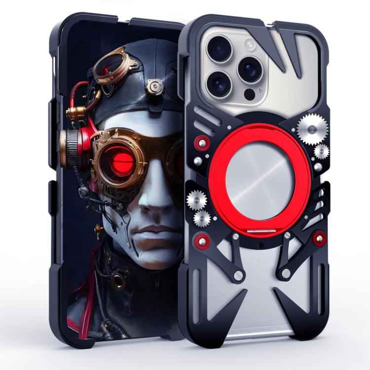 Rotating Bracket MagSafe Hollow Metal Phone Case with Lanyard, For iPhone 16 / iPhone 17 Pro Max