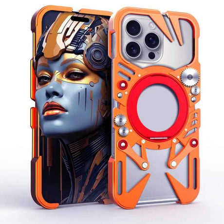 Rotating Bracket MagSafe Hollow Metal Phone Case with Lanyard, For iPhone 16 / iPhone 17 Pro Max