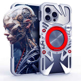 Rotating Bracket MagSafe Hollow Metal Phone Case with Lanyard, For iPhone 16 / iPhone 17 Pro Max
