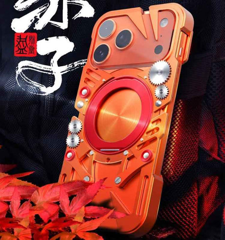 Rotating Bracket MagSafe Hollow Metal Phone Case with Lanyard, For iPhone 16 / iPhone 17 Pro Max