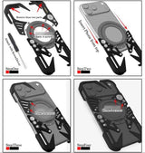 Rotating Bracket MagSafe Hollow Metal Phone Case with Lanyard, For iPhone 16 / iPhone 17 Pro Max