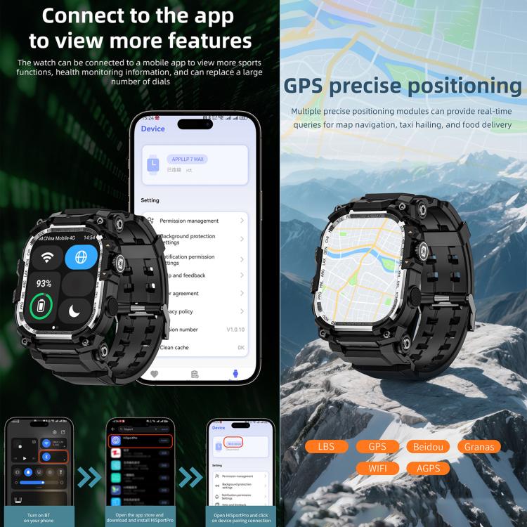 LOKMAT APPLLP 7 Max 4G Smart Watch, 2.06 inch SC8541E Quad Core, 3GB+32GB, Android 8.1, Video Call , Heart Rate