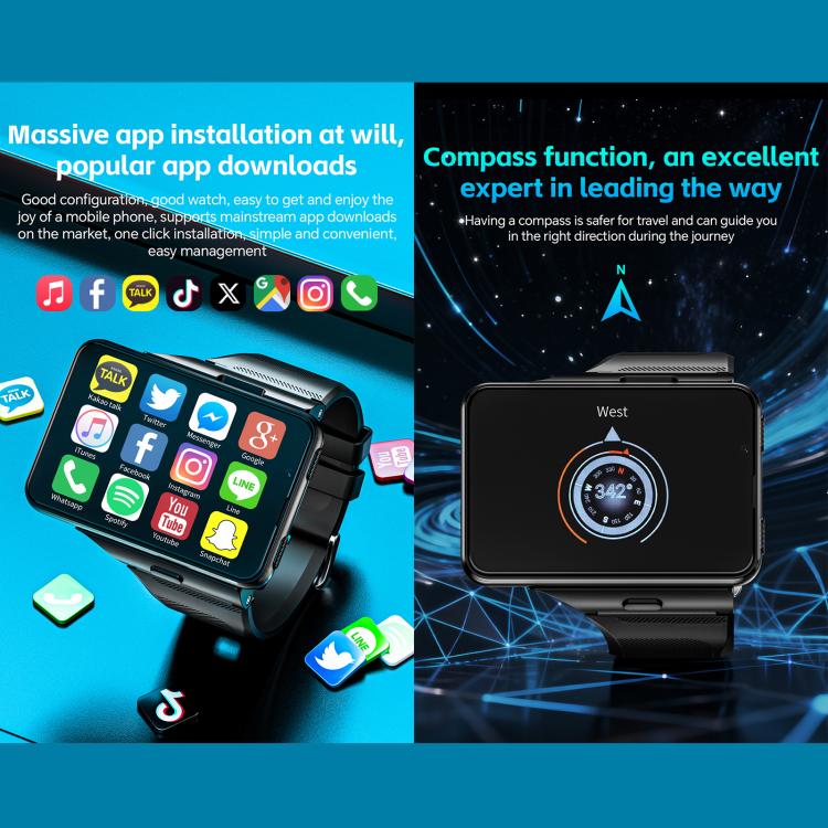 LOKMAT APPLLP Max 4G Smart Watch, 2.88 inch MT6765 Octa Core, Android 11, Heart Rate, Video Call, 6GB+128GB