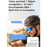 L085 8MP Dual-Mic Noise Cancellation AI Cycling Smart Glasses with Voice Assistant / Calling