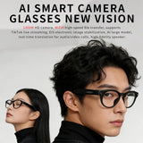 CY02 Smart AI Translation Glasses with 13MP HD Camera, Video Recording, WiFi Transmission, Al Smart Voice Assistant, Clear Lenses, Black Lenses