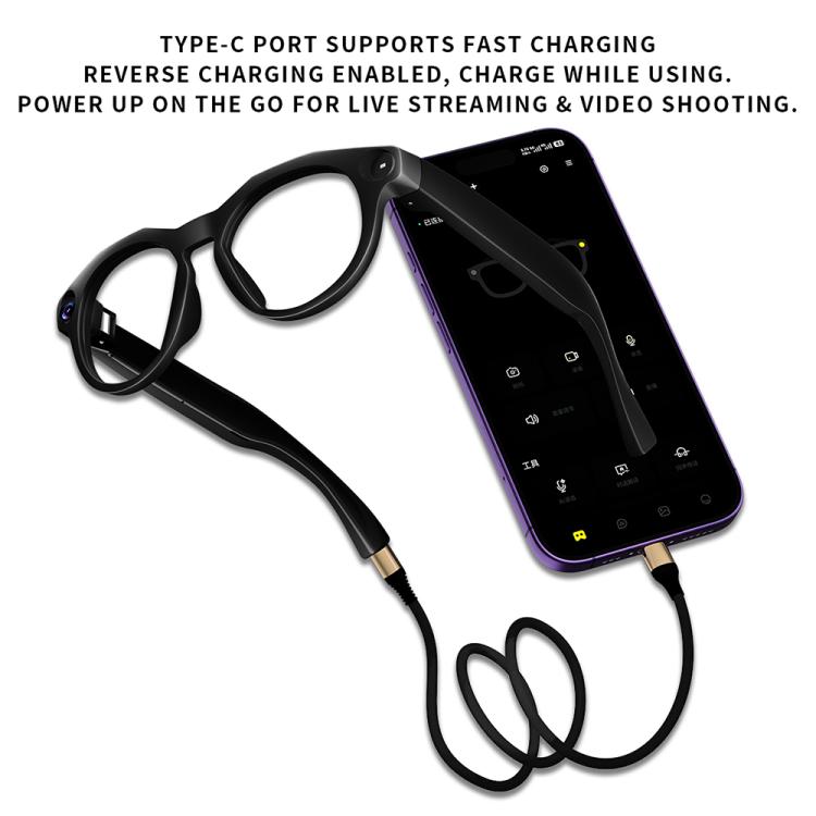 CY02 Smart AI Translation Glasses with 13MP HD Camera, Video Recording, WiFi Transmission, Al Smart Voice Assistant, Clear Lenses, Black Lenses